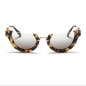 Miu Miu Rimless Tortoiseshell Cat Eye Sunglasses